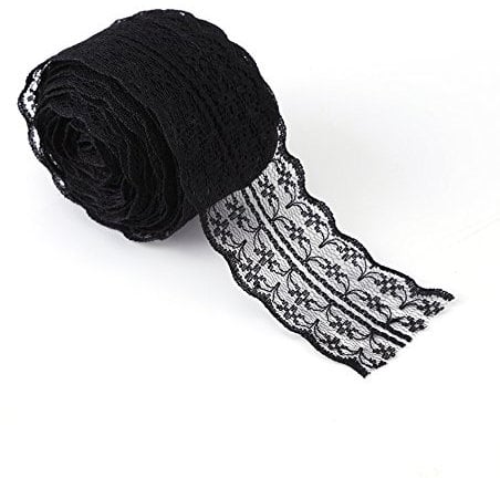 Spitzenband, 4,5cm Breite Blumenspitzenbesatz Spitze für Brauthochzeitsdekoration Weihnachtspaket DIY Nähen - 10M (Schwarz)