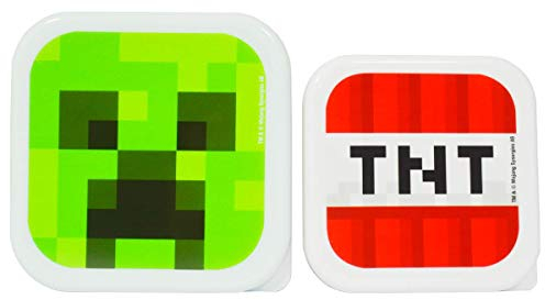 Lunch Bag Land Minecraft Creeper & TNT - Ollas de almuerzo ecológicas, sin BPA y reutilizables, de plástico, cuadradas, color rojo y verde, paquete de 2