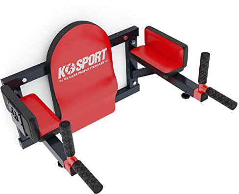 K-Sport: DIP STATION mit Seitenführung zur Wandmontage I bis 300 kg belastbar I Barren zur Ausführung von Dips & Bauchübungen, inkl. E-Book