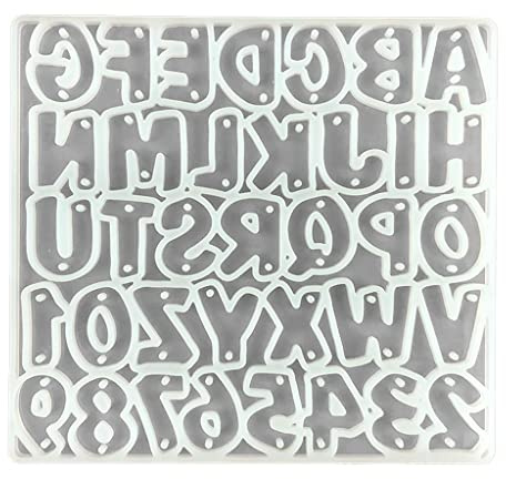PHILSP Backform Alphabet Schlüsselanhänger Epoxidharz Form Buchstaben Zahlen Ohrringe Anhänger Silikonform Transparent