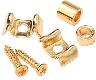 Alnicov Metal Vintage Style Guitar String Trees,Guitar Flat Wavy String Guides Retainers for Strat or Squier Style Guitar,Gold(Set of 2)