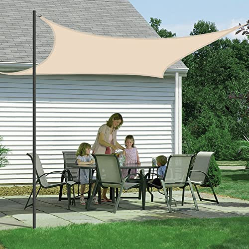Voile d'ombrage ImperméAble Rectangulaire 5x6m, Toile Pergola 95% de Protection Anti-UV, avec Corde, pour Patio/Terrasse/Jardin/Extérieur/Piscine/Camping/Fête - Beige-Weiß