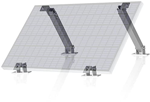Zelsius Kit de support universel pour panneau solaire avec angle réglable | Kit de montage en aluminium pour quatre panneaux | Support de panneau avec mécanisme télescopique, kit de fixation