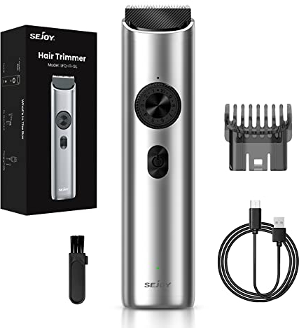 Tondeuse à cheveux électrique à batterie professionnelle pour homme et femme - Longue durée de vie de la batterie - Kit de toilettage portable avec peigne (argenté)