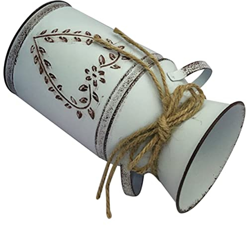 Cabilock Vintage Iron Bucket Metal Flower Vase Rustic Style Decorative Vase for Home Office