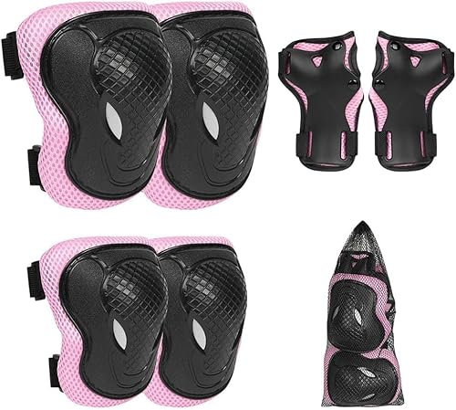 flintronic Inlineskates für Kinder, Schutz-Set für Rollschuhe mit Knieschützern, Ellbogenschützern und Handgelenkschonern, 6 in 1, Schutzausrüstung für Rollschuhlaufen