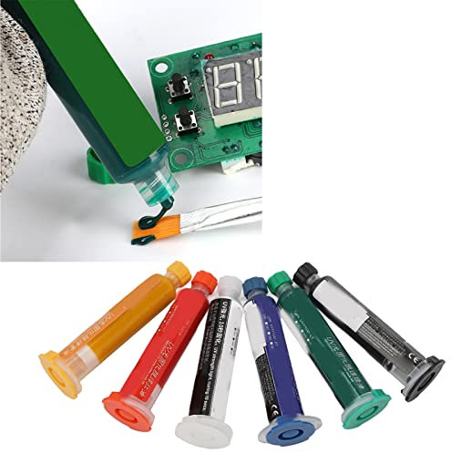 6PCS Solder Mask Ink, UV Light Curing Solder Mask Ink Soldering Mask Ink PCB Solder Resist Ink High Insulation Soldering BGA Repair Paint Solder Mask Ink Resistance Oil