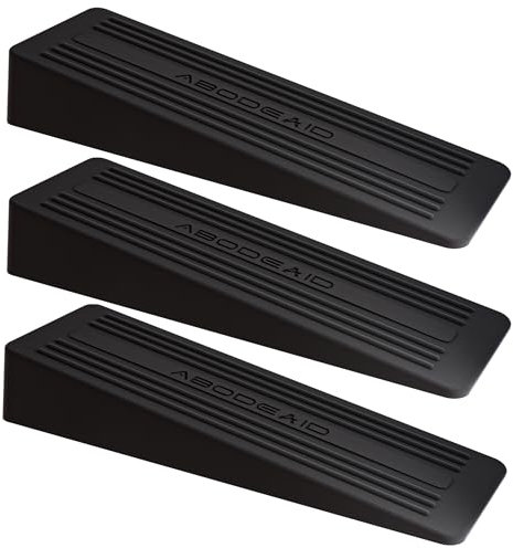 3 PCs Rubber Door Stops Indoors - Anti-Skid Durable Door Stoppers for Floor - Heavy Duty Rubber Door Wedges Indoors - Black Doorstops Wedge - Door Holder