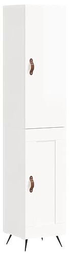 vidaXL Highboard, Sideboard mit viel Stauraum, Kommode Schrank für Wohnzimmer, Anrichte Beistellschrank Metallbeine, Modern, Hochglanz Weiß Holzwerkstoff