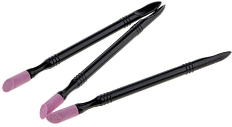 Tiuimk 3Pcs Nail Cuticle Remover Pen Pusher Trimmer Buffer Quartz Stone Scrub Pen