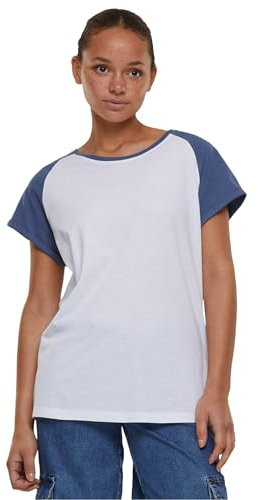 Urban Classics Ladies Contrast Raglan Tee Frauen T-Shirt weiß/blau 4XL 100% Baumwolle Basics