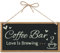 CREATCABIN Coffee Bar Holzschild Zum Aufhängen,Holzschild Für Haustür-Dekoration,Schwarzes Rustikales Bauernhaus-Schild Aus Holz,Wandbehang,Dekorativ Für Veranda-Hintergrund,30x15cm-Love Ls Brewing