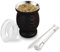 binsakao Yerba Mate Gourd, Stainless Steel Double-Walled Mate Cup with Bombilla Straw, Cleaning Brush & Lid, 8.4 oz (Black Pattern)