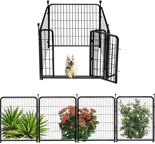 Getlay Laufstall für Hunde, 81,3 cm (H), 4 Paneele, Hundezaun für den Außenbereich, aus Metall, strapazierfähig, für Wohnmobil, Camping, Garten, Hof, breite Tür, niedrige Schwelle, Hundezaun insgesamt