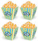 Tradineur - Pack de 4 Boles de Palomitas Cuadrados - Plástico Resistente - Recipiente Reutilizable - Cine en Casa - 14 x 16 x 16 cm - Amarillo y Azul
