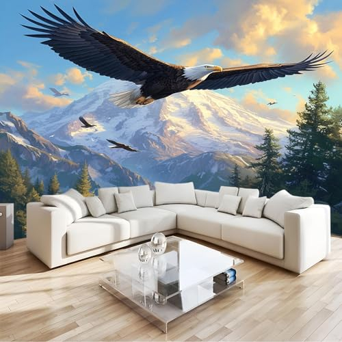 Wandgemälde Tapete Adler Mit Tiermotiv Fototapete Für Schlafzimmer Wohnzimmer Sofa Tv Hintergrund Wanddekoration Vliespapier, 350 x 246 Cm Wanddeko Wohnzimm