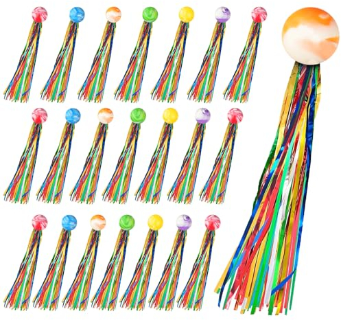 AMFUN 40 Stück Hüpfbälle für Kinder, Springball mit Farbige Bänder, Bunte Hüpfball, Mitgebsel Kindergeburtstag Hüpfball für Mitgebsel Kindergeburtstag Geschenke Kinder Partys