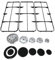 KIT COMPATIBILE PIANO COTTURA 5 FUOCHI (GRIGLIE + BRUCIATORI e SPARTIFIAMMA) (GARANTITI HOMELY) MADE IN ITALY