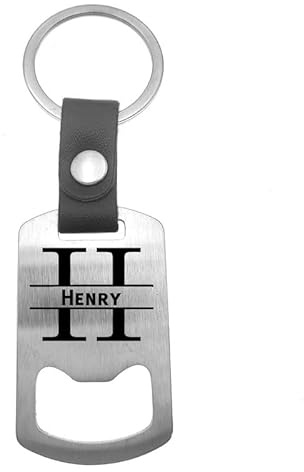 Luxus Schlüsselanhänger Edelstahl - Leder - Henry, silberfarben, Einheitsgröße