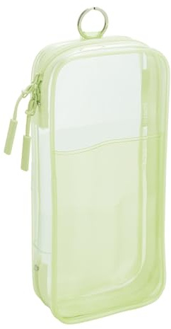 [Lihit lab.] 化粧ケース リヒトラブ soeru センタージップ ペンケース, leaf green, Approx. 12 Round Zippers