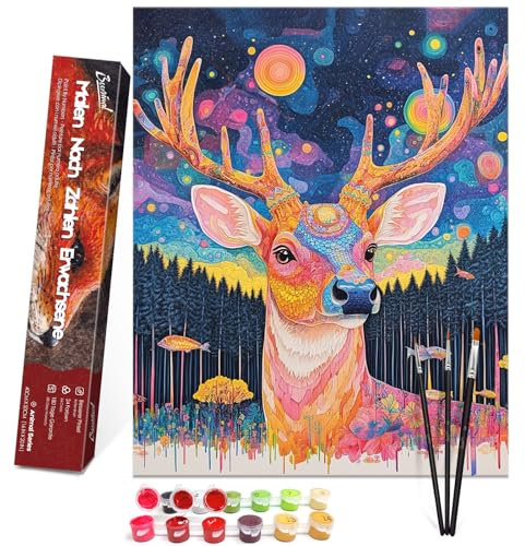Bougimal Peinture par Numero Adulte Animal, Sans Cadre inclure Pinceaux et Acryliques Peintures - 40x50 cm, Cerf