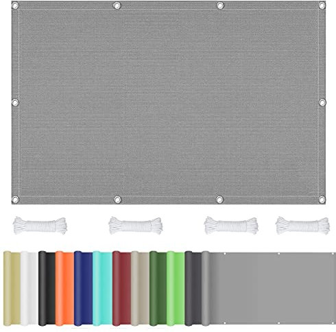 Wasserfestes Sonnensegel, 3 x 9 m, quadratisch, ideal für Garten, Pool, Rasen, inklusive Gratis Seil, Outdoor-Aktivitäten, Hellgrau