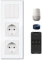 BSEED Doble Enchufe y Smart Interruptor Empotrado de Cristal 3 Gang 1 vía, Interruptor de Botón Compatible con Alexa/Google Home, Interruptor Funciona con APP Smart Life/Tuya, Blanco