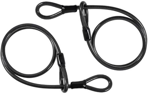 CLKE Lot de 2 câbles à boucles en acier avec œillets, 1 m x 4 mm, câble métallique avec œillets et gaine en plastique pour câble antivol, remorque de vélo