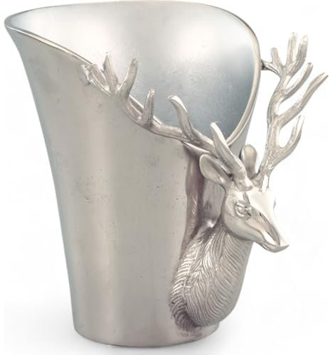 Licht-Erlebnisse Weinkühler Dekorativ 28 x 24 x 30,5 cm Hirsch Designaus Aluminium in Silber Landhaus Sektkühler Flaschenkühler
