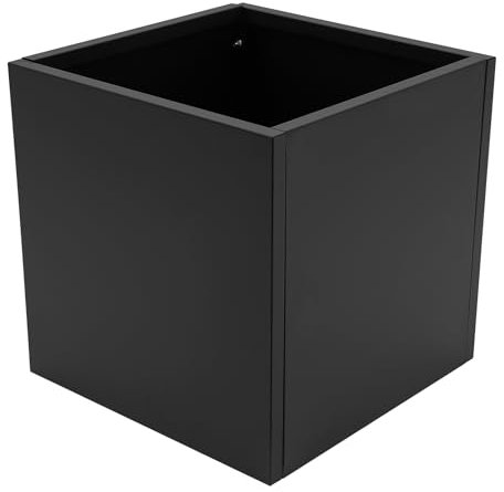 LKHDONG Macetero de metal, jardinera cuadrada de 50 x 50 x 50 cm, con 1 guantes protectores, jardineras para uso interior y exterior, color negro