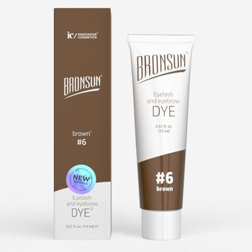 BRONSUN® Tinte en Gel Extra Resistente para Pestañas y Cejas | Efecto Henna | Tiñe la Piel y el Vello hasta 7 Semanas | Fórmula sin Amoníaco | Marrón Nº6 – 15 ml