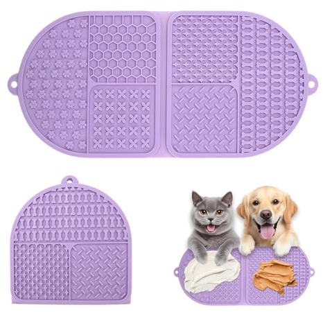 Qixuer Tappetino da Leccare per Cani e Gatti, 44 * 20cm Tappetino da Lick per Cane Pieghevole, Tappetino Anti - Ansia & Alimentazione Lenta per Cane e Gatto Viola