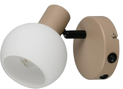 Reality Leuchten Strahler Boba R86371743, Metall Warm beige, Schirm Glas Weiß, exkl. 1x E14