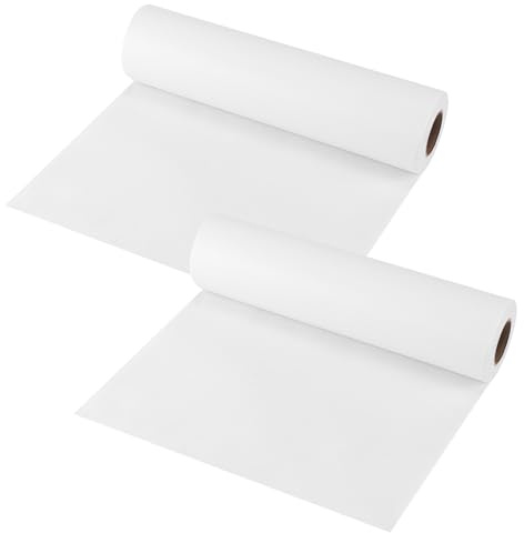 YIXNSW 2 Stück 30cm x 10m Weiß Aufbügelbares Stickvlies Einlage, Bügelvlies Einlagestoff, Stickvlies Wasserlöslich Selbstklebend für Nähen, Handwerk