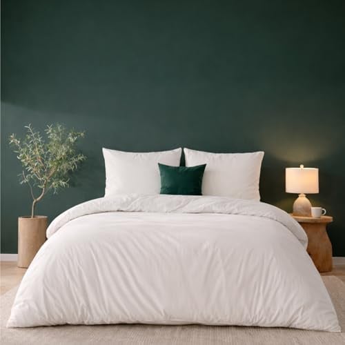 Twinzen - Bettwäsche 220x240 + 2 Kissenbezüge 65x65 cm - 100% Mikrofaser | Weiß · Bettbezug · 3 Teile · Weich · Hautfreundlich · OEKO-TEX · Reißverschluss · Pflegeleicht · Langlebig