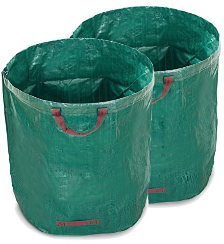 WUNDERGARDEN 2X 500L Gartenabfälle, Laub, Grünschnitt, Pflanzenabfälle, Kompost - Rundes Format, selbststehend und faltbar - Laubsäcke & Gartensäcke