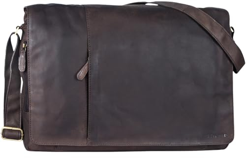 STILORD 'Maximus' XXL Ledertasche riesige Herren Umhängetasche Unitasche 17 18 19 21 Zoll Laptop Aktentasche Bürotasche Büffel Leder, Farbe:matt - dunkelbraun