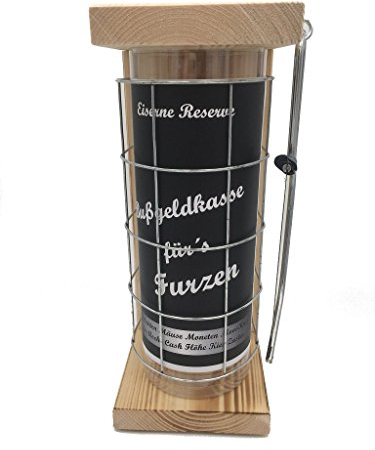 Bußgeldkasse für´s Furzen - Eiserne Reserve Spardose incl. Säge zum zersägen des Gitter - Geldgeschenk - das andere Sparschwein - lustige Sparbüchse - Geschenkidee