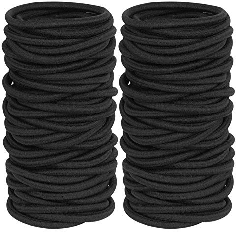 GOSICUKA 120 Pieces Black Hair Ties for Thick and Curly Hair Ponytail Holders Hair Elastic Band for Women or Men(4mm)