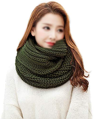 Gestrickter Schlauchschal, dick, Unendlichkeitsschal, Wintermode, Halswärmer, Schal, Unisex, Rot, grün, One size