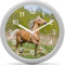 Eurotime Quarzwanduhr, 25 cm, Kunststoffgehäuse Silber, Kunststoffglas, klares 12-Zahlen Zifferblatt mit Pferdemotiv, geräuscharmes Uhrwerk, kein Ticken, Wanduhr für Kinderzimmer, 82205-07
