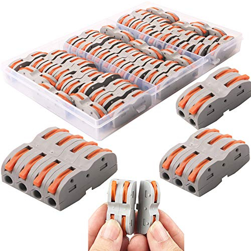 CESFONJER Compact Connettore, Morsettiera a Barra di Pressione Bilaterale, Grigio Conduttori Assortiti Connettori a Filo Compatto SPL-1 (42 Pezzi)
