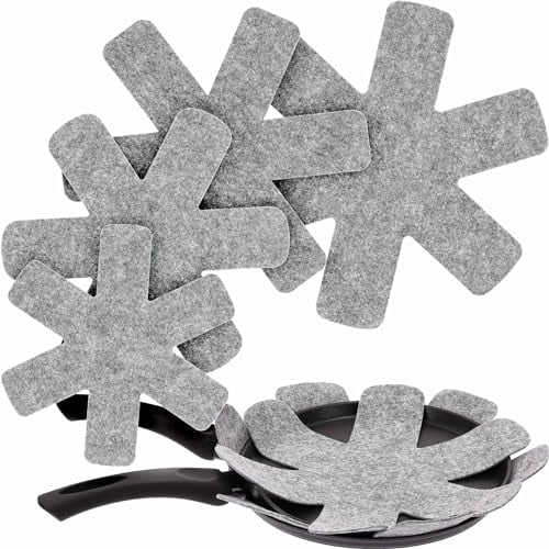 KADAX Juego de 4 protectores de sartenes, antideslizantes, protección para apilar, protección de ollas de poliéster, antifricción, juego de separadores (gris)