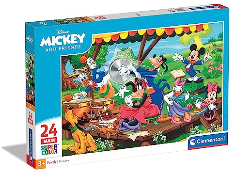 Clementoni 24218, Mickey and Friends Supercolor Maxi Puzzle for Children - 24 Pieces, Ages 3 years Plus