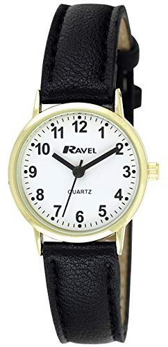 Ravel - Damen Classic Alltagsuhr - Schwarz/Goldton/Nummeriertes Zifferblatt