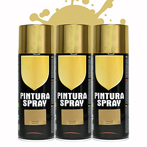 BESCH Pintura Spray 400ml para Metal/Madera/Plastico (Dorado, 400 ml (Paquete de 3)