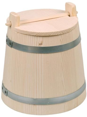 3X HOFMEISTER® Gärtopf Holz 5 Liter mit Deckel – Sauerkrauttopf und Gurkentopf zum Einlegen und Fermentieren von Gurken, Gemüse, Kimchi – Naturprodukt