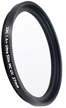 JJC 37 mm UV-Filter, ultradünn, mehrfach beschichtet, UV-Schutz, Objektivfilter, Schwarz