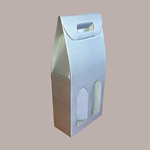 Lucgel Scatola Astuccio Porta 2 Bottiglie Vino/Olio, Cartoncino Grafica Skin Argento, 180x90x390mm - 10 pezzi -