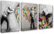 Graffiti-Streßen-Wandkunst, Banksy-Kunst, Gemälde in Herzform, Bilder hinter dem Vorhang, Kunstwerk, für Wohnzimmer, 3 Paneele, Druck auf Leinwand, Hausdekoration, gerahmt, fertig zum Aufhängen